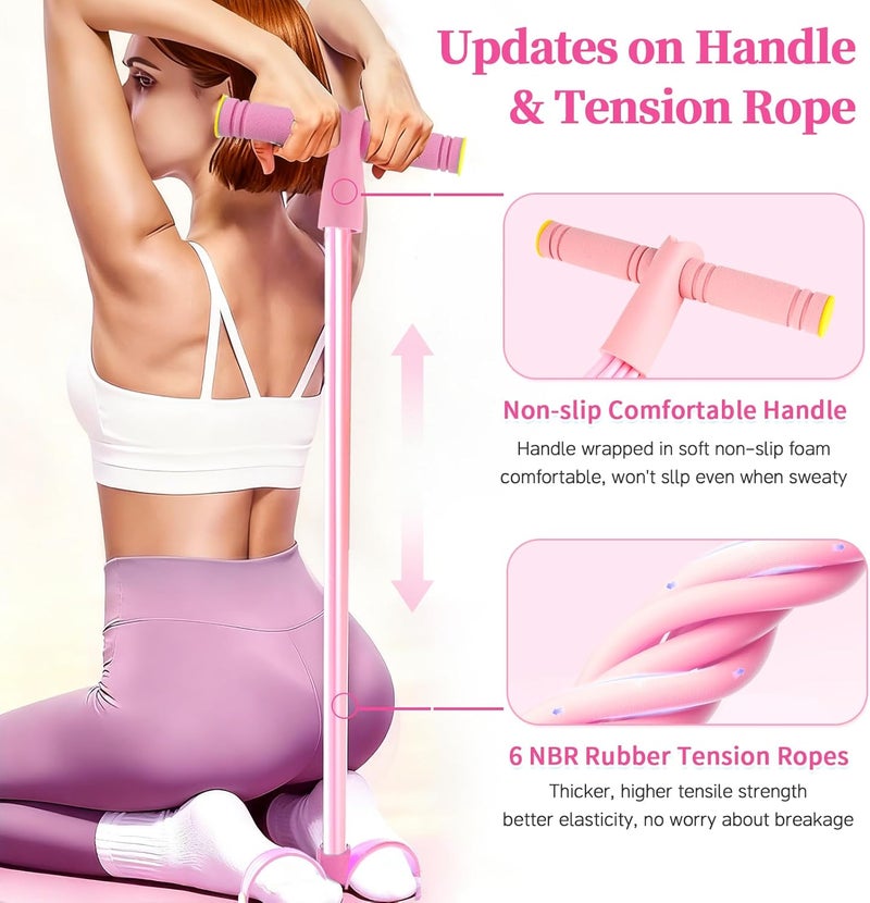 Spechance Pedal Resistance Bands with Handles, Upgrade 6-Tubes Manual Tension Training Pedal, Natural Rubber Foot Pedal Resistance Bands, Multifunction Fitness Bands for Abdomen, Waist, Arm, Leg - Image 3